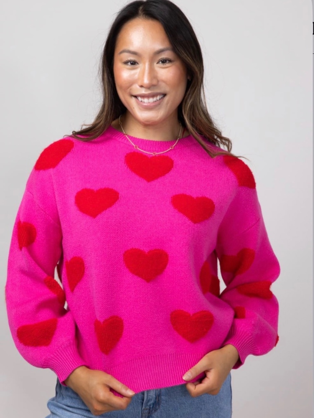 NWT Miracle Hot Pink Heart Sweater